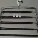 FeeraHozer Pants Hangers Non Slip 3 Pack Space Saving Hangers Multi-Layer Swing Arm Pants Hanger Stainless Steel Space Saver Hanger Closet Storage Organizer for Jeans Trouser Slacks Clothes (Black)