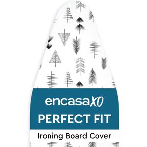 Encasa XO Ironing Board Cover and Pad 49"x18" Standard Size - Thick 3mm Felt Padded Iron Board Cover with Padding, Scorch & Stain Resistant Cotton, Heavy Duty Drawstring, Snug Fit - Black Arrow