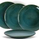 UNICASA Ceramic 10.25 Inch Dinner Plates Set, Porcelain Pasta Plate Set of 4, Reactive Glaze Serving Dishes for Steak, Salad, Pizza, Dishwasher & Microwave Safe (Teal)