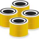 Core 300 Pet Care Replacement Filter for LEVOIT Core 300 Core 300-P Core 300S Vortex Air Air Purifier, 3-in-1 H13 Grade True HEPA High-Efficiency Activated Carbon, Core 300-RF-PA, 4 Pack, Yellow