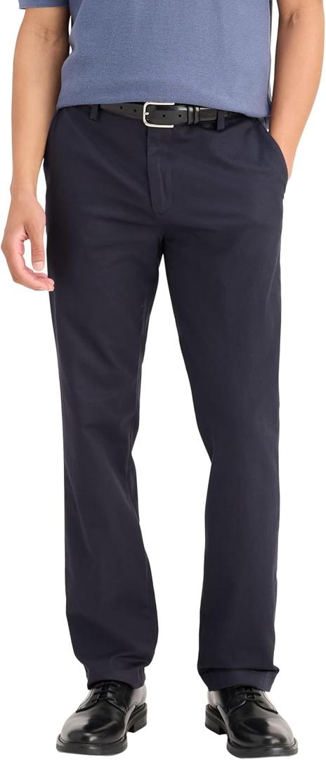 Dockers Mens Straight Fit Signature Lux Cotton Stretch Khaki Pant (34W x 29L, Navy)