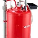 VEVOR 21 Gallon Waste Oil Drain Tank, Air Operated Portable Oil Drainer with Adjustable Funnel Height, Industrial Fluid Drain Tank with Wheels, Fluid Fuel Transfer Drainage for Auto Repair Shops, Red