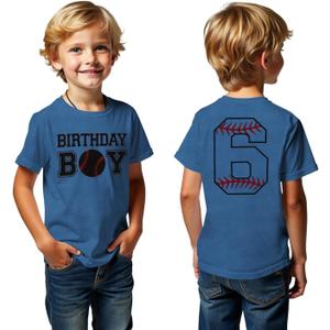 SOFEON Birthday Boy Shirts Boys Baseball T-Shirt 6th 7th 8th 9th 10th Birthday Party Tees Kids Baseball Fan Outfit B-Day Tops