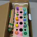 6-in-1 Wooden Montessori Toys for 1 Year Old, Mole-Tapping Game | Play The Xylophone | Frog Clock | Carrot Harvest Game | Spinning Gear, Baby Toy Gift for Early Learning (Pink)