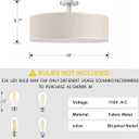 4 Light 18 Inch Semi Flush Mount Close to Ceiling Light Fixture,Off White Fabric Shade Brushed Nickel Finish for Bedroom,Living Room,Dining Room Hallway