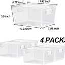 ZEXALOR 4pcs Clear Storage Bins Clear Storage Containers for Kitchen Pantry Organization, Organizing Bins with Built in Handles, Cabinet Organizers