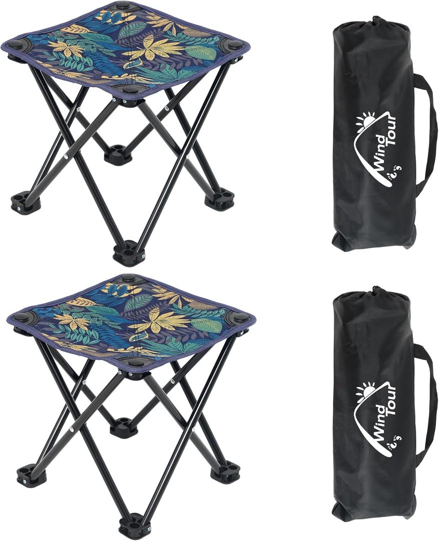 Wind Tour Portable Folding Camping Stool Outdoor Camping Lightweight Samll Chair for Fishing Hiking Gardening and Beach with Carry Bag (Blue2)