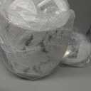 XLHOMO White Marble Bathroom Accessories Set, White Bathroom Set with Trash Can, Vanity Tray, Soap Dispenser, Soap Dish, Toothbrush Holder, Toothbrush Cup, Toilet Brush and Qtip Holders for Bathroom