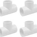 4PCS 1-1/4 Inch 3 Way Tee PVC Pipe Adapter Pipe Fitting Connectors Socket x Socket for Sprinkler, Drip Irrigation System, Pipes Extension HE064-1-1/4