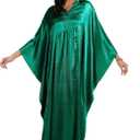 Bsubseach Women's Plus Size Kaftan Dresses Sparkly Glitter V Neck Swimsuit Coverup Beach Maxi Silky Caftans Loungewear (Green)