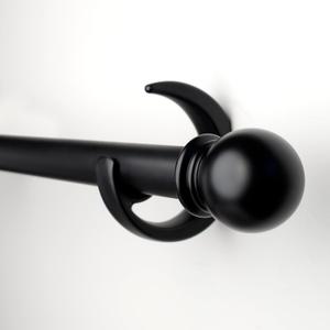 Black Curtain Rods for Windows 16-88 inch, 1 inch Decorative Curtain Rod Set, Adjustable Heavy Duty Drapery Rod for Bedroom, Livingroom