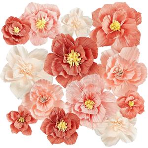 Cholemy 24 Pcs Tissue Paper Flowers, Crepe Paper Flowers Decorations 8" 10" 12" for Wedding Party Baby Bridal Shower Carnival Party Birthday Nursery Wall Decor 