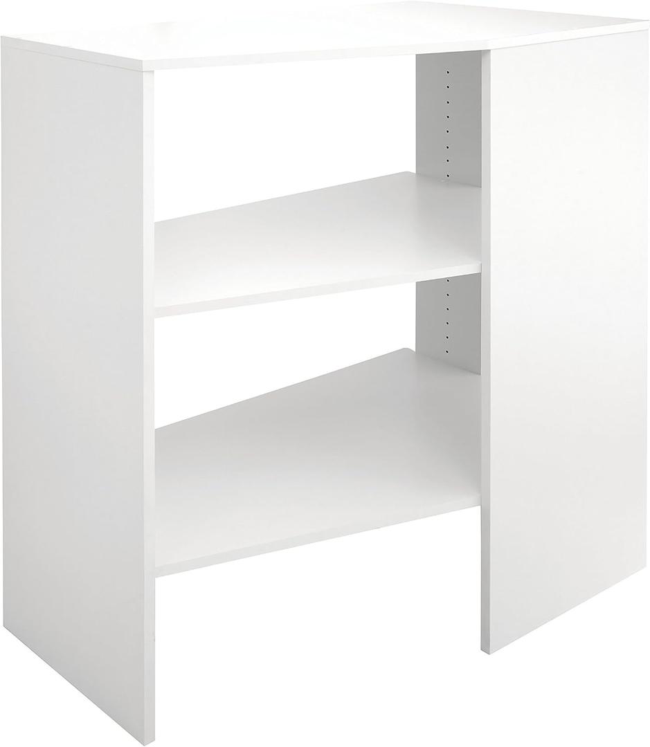 ClosetMaid SuiteSymphony Wood Corner Shelf Unit, 2 Shelves, Adjustable, Stacking, For Storage, Closet, Clothes, Shoes, Dcor, Pure White