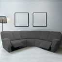 Peryiter 7 Pcs L Shape Sectional Recliner Sofa Covers 5 Seat Sectional Couch Covers Milk Silk Velvet Stretch Reclining Sofa Slipcover Furniture Protector for Living Room(Dark Gray,Milk Silk)