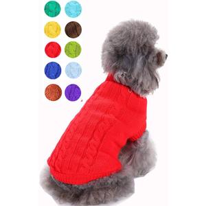 Dog Sweater for Small, Medium, Large Dogs - Warm Winter Classic Turtleneck Pet Clothes - Cute Christmas Coat for Puppies, Cats, Girls, Boys (Red)