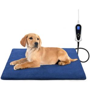 Bestio Dog Heating pad,2818 in Waterproof Outdoor Heating Pad for Cats Adjustable Thermostat (1-24 Hours) and Chew Resistant Steel Cord- Blue