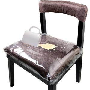 4 Pack Large Plastic Chair Covers for Dining Room, Clear Chair Seat Protectors with Adjustable Belt Strap Fits 18  22 Seats, Waterproof & Scratch Resistant Heavy Duty PVC Dining Chair Covers (W22 x D17 x H4 inches)