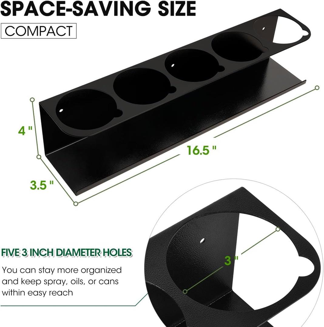Touri 2 Pack Five Cans Wall-Mounted Steel Aerosol Spray Can Holder Rack Organizer for Garage and Workspace