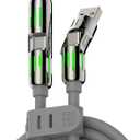 MFish 4-in-1 Universal USB Charging Cable with Carrying Case  240W Max Fast Charger Cord, USB-A, Dual USB-C & Lighting, for iPhone 14/15/16/17 Series, iPad & MacBook and More(Grey, 6.6Ft)