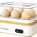 Rapid Egg Cooker Electric 6 Eggs Capacity, Soft, Medium, Hard Boiled, Poacher, Omelet Maker Egg Poacher With Auto Shut-Off, BPA Free-White