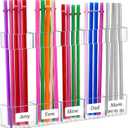 9.8'' Large Acrylic Straw Holder for Cabinet Door - [2025 Newly Upgraded] Reusable Tumbler Straw Organizer Storage with Ultra Sticky Cupboard Door Mounted & Sticker,Small Kitchen Accessories Container