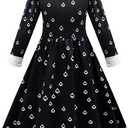 Girls Black A-Line Dresses Peter Pan Collar Long Sleeve Party Dress (Medium)