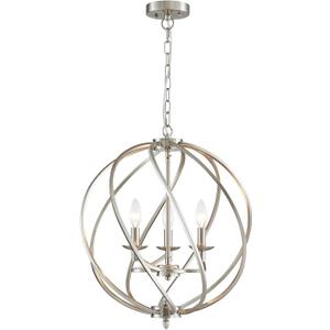 ANJIADENGSHI Modern Globe Chandelier, Brushed Nickel Pendant Lighting for Kitchen Island, Metal Adjustable Hanging Light Fixture for Dining Living Room Foyer Bedroom