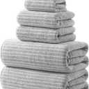 REDKISS Ultra Soft Bath Towels Set of 6 Large 35"x70" | 100% Microfiber, Highly Absorbent & Quick Dry | Grey Towels for Bathroom, Spa, Gym | 2 Bath, 2 Hand, 2 Washcloths