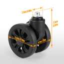 2-Pcs Luggage Wheel Replacement, Suitcase Wheels Plastic for DIY Repair, Spinner Wheels Mute 360 Degree Rotation, LN2, Black