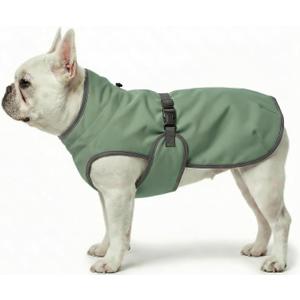 Dog Winter Vest with Fur-Safe Buckle (No Hook & Loop), Water-Repellent Fleece Lined Jacket, 360 Reflective, Leash Hole & Leg Straps, Adjustable for Hiking & Active Dogs (Green, Small)