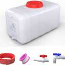 13Gallon/50L Water Storage Tank with Spigot,3m Hose and Control Valve | Large Plastic Emergency Water Tank,Water Storage Container for Camping, RV, Truck, Emergency Preparedness(22.4"*11.8"*11.8"）