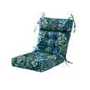 ARTPLAN Outdoor Chair Cushion,Adirondack Rocking High Back Tufted Thick Wicker Cushion with Ties for Patio Furniture,44"x21"x4",1 Count,Floral (2 Pack)