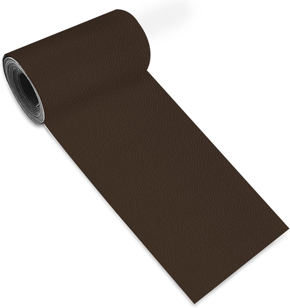 Leather Repair Tape,3.9 x 63 Inches Self Adhesive Leather Repair Patch,Vinyl Leather Repair Kit for Furniture,Couches,Car Seats,Sofas,Office Chairs,Dark Brown