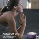 SURITCH for SHOKZ OpenFit Case Cover, Shockproof Magnetic Cases for SHOKZ OpenFit Open-Ear Earbuds True Wireless Bluetooth Headphones, Protective Cover with Magnetic Lid Lock & Carabiner, Purple