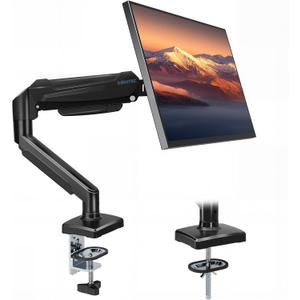 BONTEC Monitor Arm Desk Mount, Gas Spring Monitor Stand, Adjustable Full Motion VESA with C Clamp & Grommet Base, Supports 6.6-19.8lbs LCD/LED Tilt, Swivel, Rotation (Single Arm, 15-32 Inch)