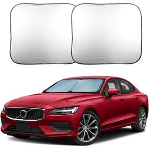 EcoNour 2 Piece Foldable Car Windshield Sun Shade UV & Heat Protection, Interior Cooling, Durable Upgraded Design, Easy Fold, Front Window Sunshade - Medium (31" L x 28" W)