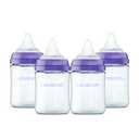Lansinoh AntiColic Baby Bottles, BPAFree Plastic, 5 Ounces, 4 Count, Extra Slow Flow Nipples (Size XS), Breastfeeding Bottle with NaturalWave Design