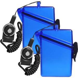 Sport Waterproof ID Card Badge Holder Case with Lanyard Cover Multiple Credit Cards, Registration, ins Card Heavy Duty Durable Locker Dry Box (2 Pack, Clear Blue)