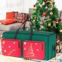 9FT Christmas Tree Storage Bag 600D Oxford Extra Large Christmas Tree Bags for Christmas Trees Two Large Pockets Tree Storage Box with Reinforced Handles Heavy Duty Storage Bag for Xmas Tree (Red and Green)