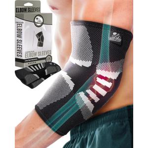 Nordic Lifting Elbow Compression Sleeves (1 Pair) for Men & Women - Support for Pain Relief, Tendonitis, Golfers & Tennis Elbow - Weightlifting Brace for Workout, Arm & Joint Recovery (Large, Grey)