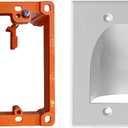 BestMounts - 1 Pack In Wall Cable Management Kit - Recessed Wall Plate Cable Pass Through Pair with Single Gang Low Voltage Mounting Bracket - TV Cord Hider for Wall Mounted TV ETL Listed