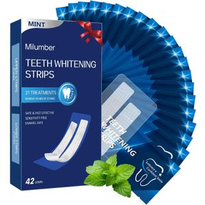Teeth Whitening Strips for Sensitive, 42 Strips Whitener Safe Whitestrip, Deep Stains Removal Tooth Whitening, Enamel Safe Non-Slip Dry Strip Technology for Whiter Teeth, Mint