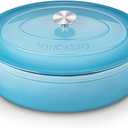 vancasso Enameled Cast Iron Dutch Oven, 9.3 Quart Dutch Oven Pot with Lid, Oval Dutch Oven Cast Iron Pot with Non Stick Coating for Bread Baking, Light Blue