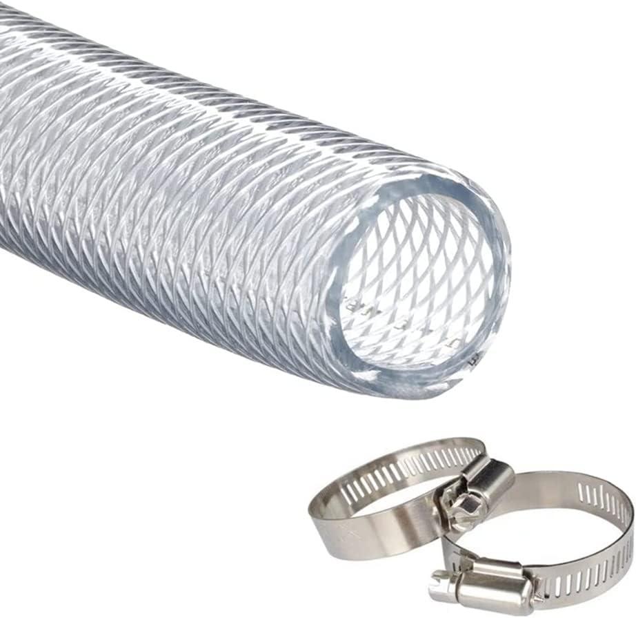 High Pressure Braided Clear Flexible PVC Tubing 3/4" ID, 10ft (3/4" ID - 10 ft)