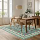 Light Green Area Rugs for Living Room Nursery Farmhouse Retro Fun Butterfly Beetle 5x8 Rug Non Slip Washable Low Pile Floor Covering Carpet for Playroom Girls Bedroom Green 5 x 8 Rug