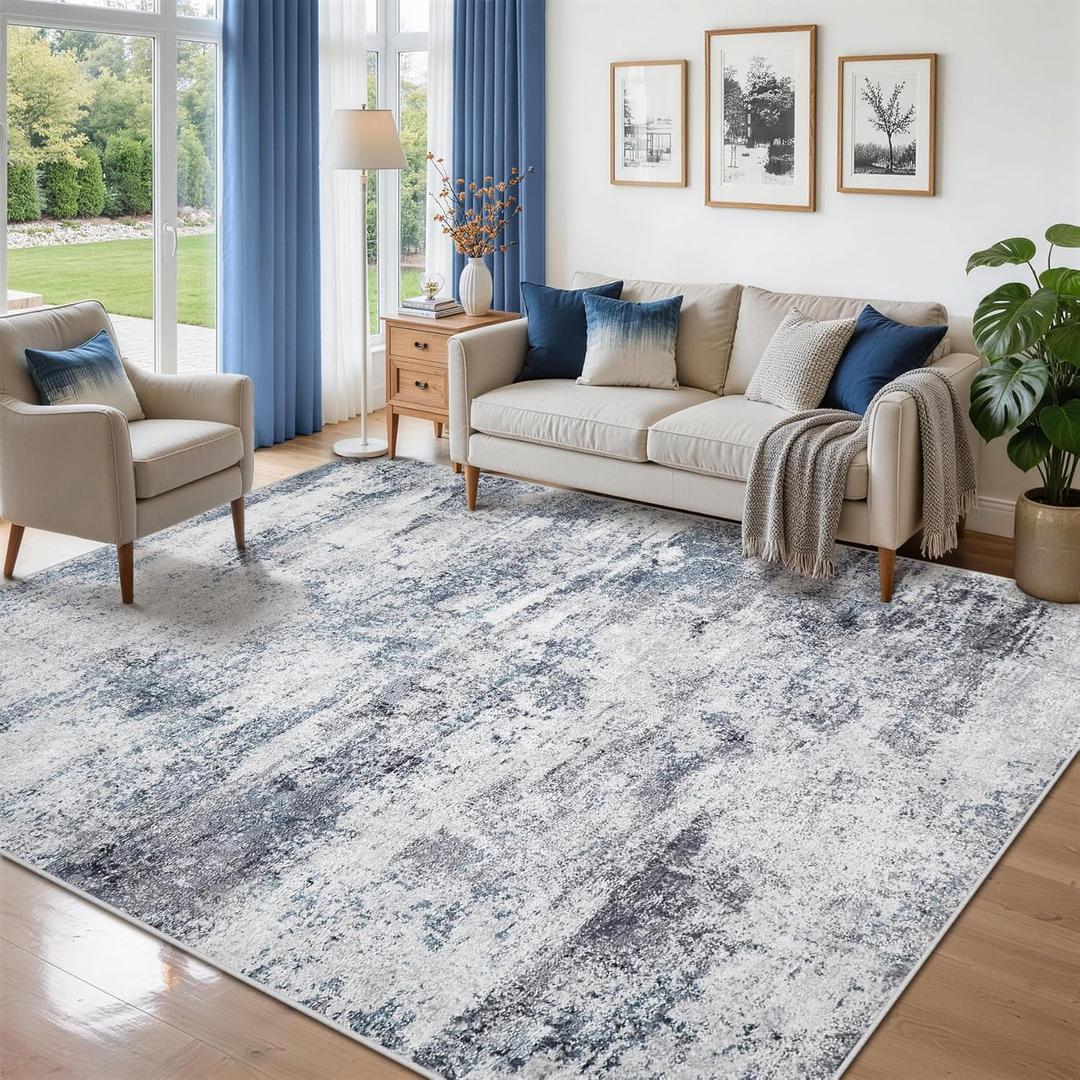 5x7 Area Rugs for Living Room Rug Washable: Abstract Tumble Large Rug for Dining Room Bedroom Carpet Non Slip 5 by 7 Indoor Modern Nursery Home Office Alfombras para Salas Modernas Blue Grey