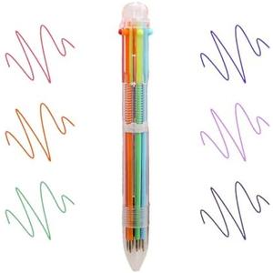 Pack of 2 JANEMO pens 10 PCS pens ballpoint office supplies ballpoint pens 0.7mm 6-in-1 Multicolor Pen 6 Colors Transparent Barrel Ballpoint Pen for Office School Supplies (10)