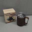 16oz Heated Coffee Mug With Flat Bottom for Rapid Heating, Stainless Steel Cup for Different Warmer/Heaters, Suitable for Home and Office Desk, Wood, No Warmer