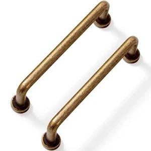 10 Pack 3-3/4 Inch Brushed Brass Kitchen Cabinet Handles Copper Cabinet Pulls Antique Dresser Drawer Pulls Farmhouse Kitchen Hardware for Cabinets Cupboard Closet