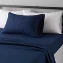 Amazon Basics Lightweight Super Soft Easy Care Wrinkle Free Microfiber 3 Piece Bed Sheet Set with 14-Inch Deep Pockets, Twin, Navy Blue, Solid, Kids, Men & Women Bedding